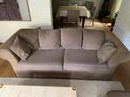 Salon in stof, taupe, bestaat uit 3-zit, 2-zit en pouf., Huis en Inrichting, Ophalen, Stof