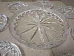 Gebakset gebakstel zwaar kristal taartschaal 7 gebaksbordjes, Enlèvement ou Envoi