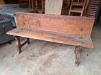 Ancien banc en bois rigide avec cygles en fer incrustés., Tuin en Terras, Ophalen of Verzenden, Hout