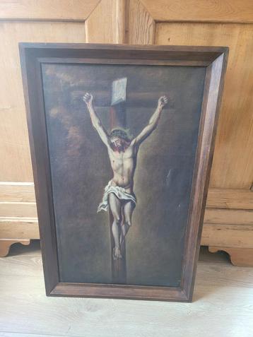 Zeer mooi canvas van de gekruisigde Christus  beschikbaar voor biedingen