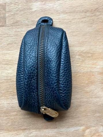 Portefeuille/porte-clés en cuir bleu foncé