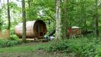 Sauna - Barrelsauna met platform en houtkachel, Sport en Fitness, Sauna, Ophalen, Gebruikt, Fins of Traditioneel, Complete sauna