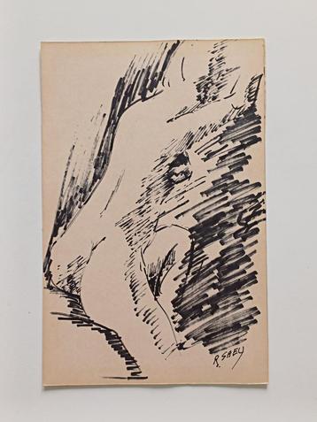 Originele tekening vrouw - Renaat Saey - gesigneerd beschikbaar voor biedingen