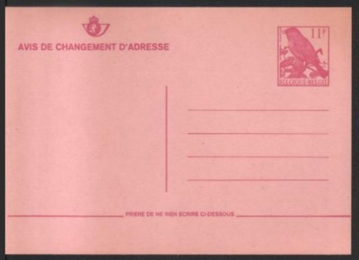 Buzin - bericht van adresverandering - Zwartkop, Postzegels en Munten, Postzegels | Europa | België, Postfris, Verzenden