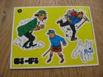 Oude Sticker Kuifje 3 Bi-Fi 1977 Tintin Lombard Hergé, Verzamelen, Stripfiguren, Nieuw, Ophalen of Verzenden, Plaatje, Poster of Sticker