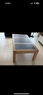 Houten salontafel met 3 leistenen, Ophalen, Gebruikt