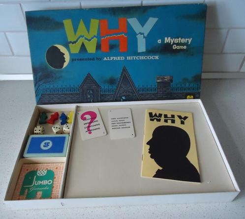 Vintage "WHY" A Mysterie Game van Jumbo anno 1962., Hobby en Vrije tijd, Gezelschapsspellen | Bordspellen, Zo goed als nieuw, Een of twee spelers