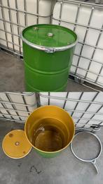 Metalen vat van 220 liter, met deksel en omsnoering, Tuin en Terras, Regentonnen, Ophalen of Verzenden, Metaal