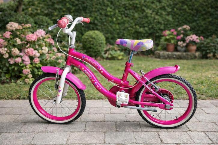 Kinderfiets Girly Bike 16 inch roze/wit, Fietsen en Brommers, Fietsen | Kinderfietsjes, Gebruikt, Ophalen