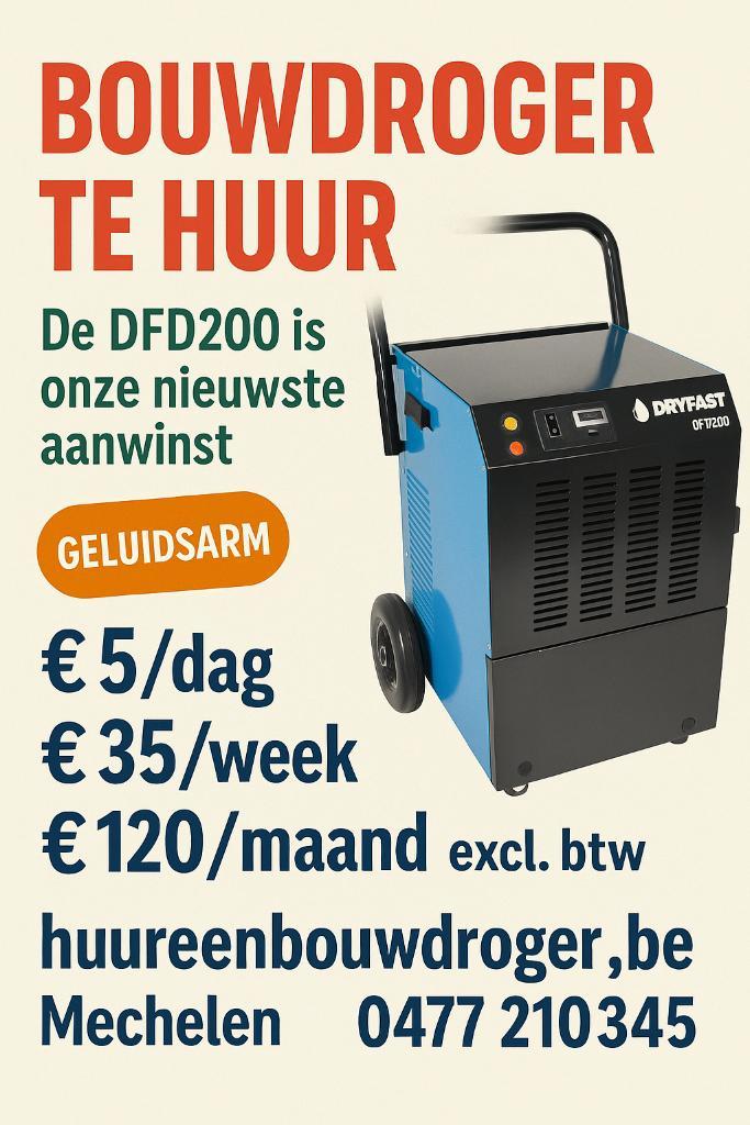 Bouwdroger 5 euro/dag of 35 euro/week  - MECHELEN, Doe-het-zelf en Bouw, Ventilatie en Afzuiging, Ophalen