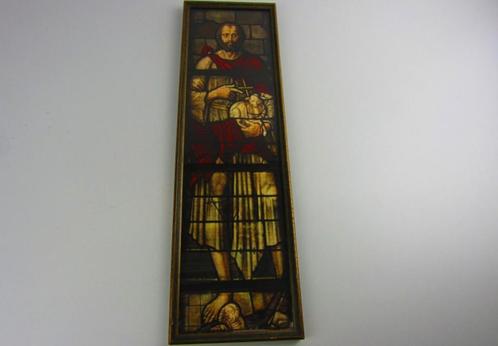 Oude houten kader met daarin Johannes de Doper , achter glas, Antiquités & Art, Antiquités | Objets religieux, Enlèvement ou Envoi