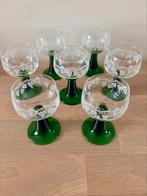 Vintage glazen moezel roemer met groene voet 0,1ml, Ophalen of Verzenden