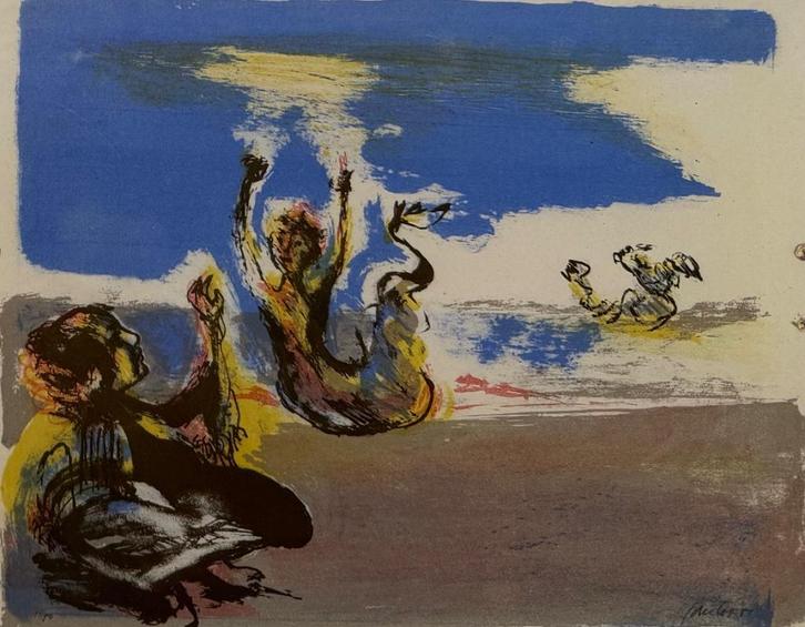 Jan Cox | handgesigneerde litho | 'The four elements' | 1951, Antiek en Kunst, Kunst | Litho's en Zeefdrukken, Ophalen of Verzenden