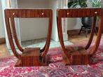 2 art deco side tables with drawer in walnut wood, Huis en Inrichting, Ophalen, Zo goed als nieuw