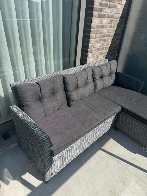 Loungeset voor tuin of terras – 3-zits met chaise longue, Tuin en Terras, Tuinsets en Loungesets, Zo goed als nieuw, Loungeset