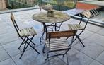 Antiek smeedijzeren rond terrastafeltje met stoelen, Enlèvement, Utilisé