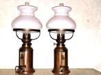 Mooie oude set van 2 koperen olie lampen/wand lampen, Ophalen