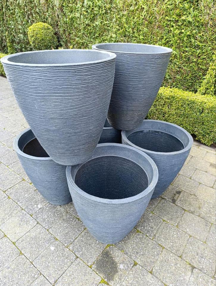 8 x bloempotten, Jardin & Terrasse, Bacs à fleurs & Jardinières, Comme neuf, Balcon, Jardin, 30 à 60 cm, Moins de 60 cm, Rond
