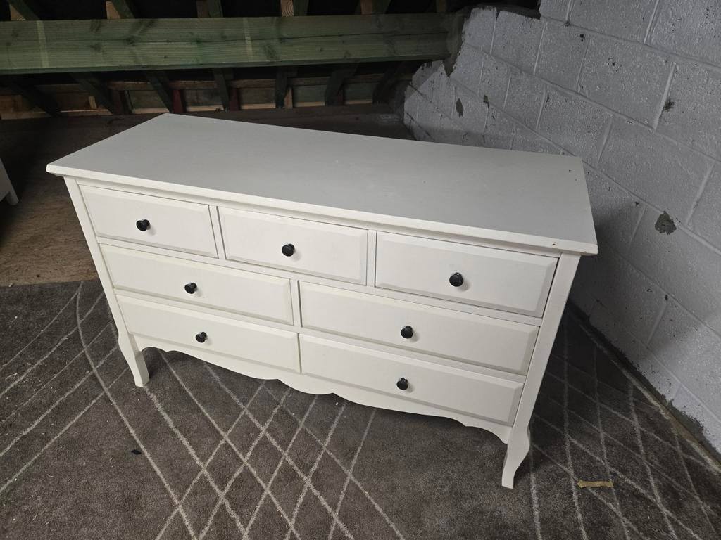 Commode blanche 7 tiroirs, Maison & Meubles, 25 à 50 cm, Enlèvement ou Envoi, Moins de 100 cm, 100 à 150 cm