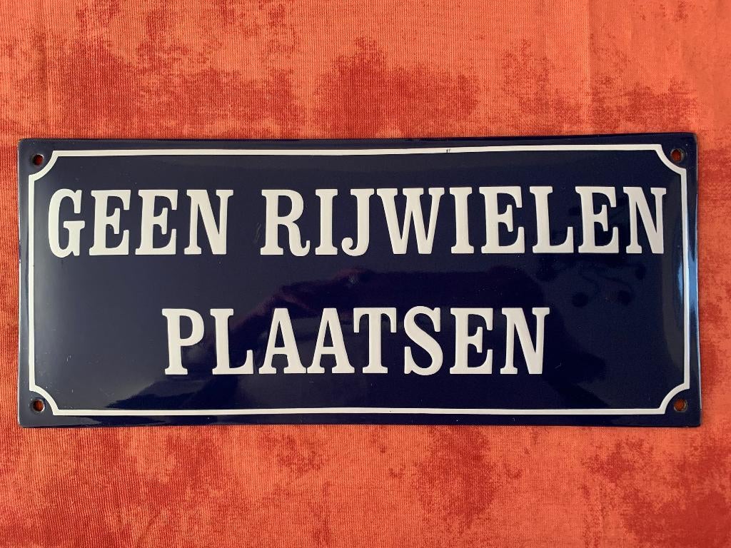 VELO gen rijwielen plaatsen emaille bordje, Ophalen of Verzenden, Gebruikt, Reclamebord