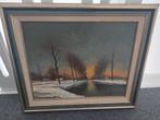 Origineel schilderij Herman Verlinden winter landschap, Ophalen of Verzenden