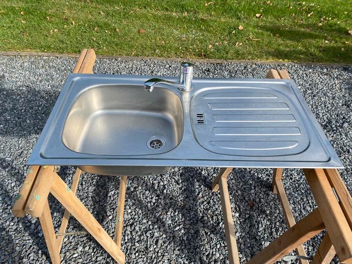 Évier de Cuisine Inox 1 Bac + Égouttoir avec Mitigeur, Maison & Meubles, Cuisine | Éléments de cuisine, Comme neuf, Moins de 50 cm