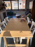 Tafel plus 4 stoelen te koop, Ophalen, Gebruikt, 50 tot 100 cm, 150 tot 200 cm