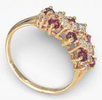 Witgouden damesring met diamanten en robijn mt 53 + cert., Ophalen, Nieuw, Goud
