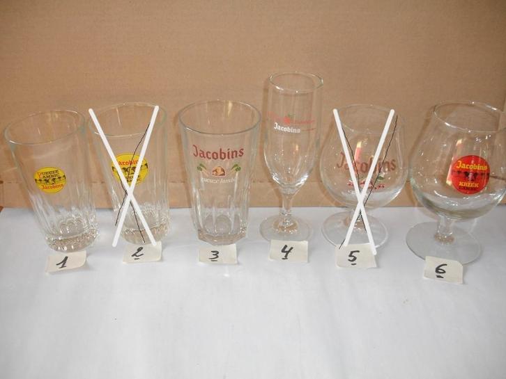 Bierglazen Jacobins, gueuze, kriek, brij. Vander Ghinste, Verzamelen, Biermerken, Zo goed als nieuw, Glas of Glazen, Overige merken