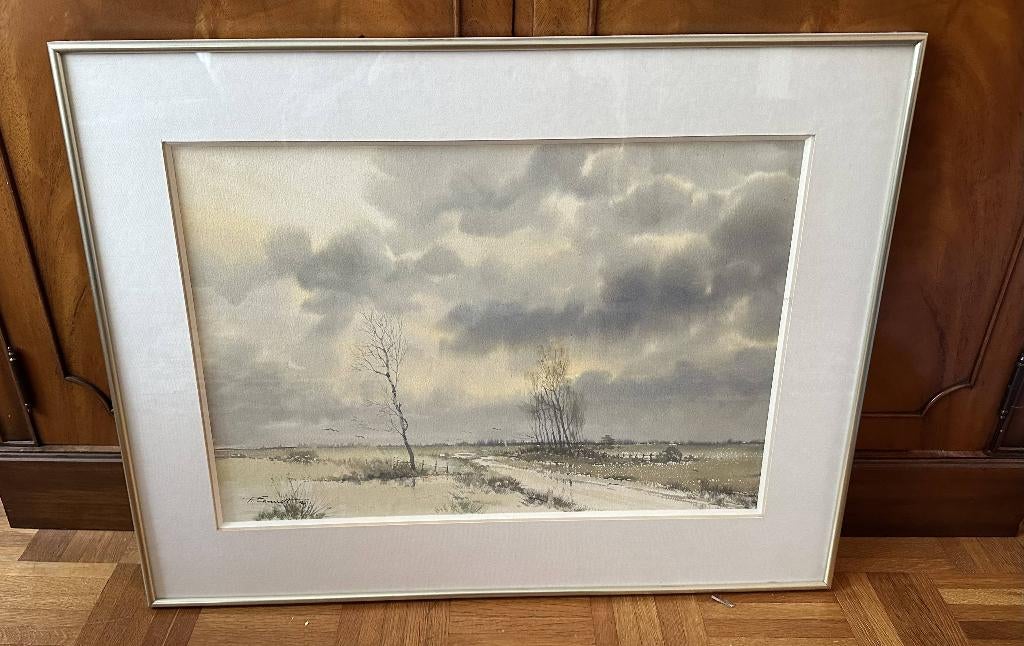 Pierre Chariot - Originele gesigneerde aquarel met lijst, Ophalen