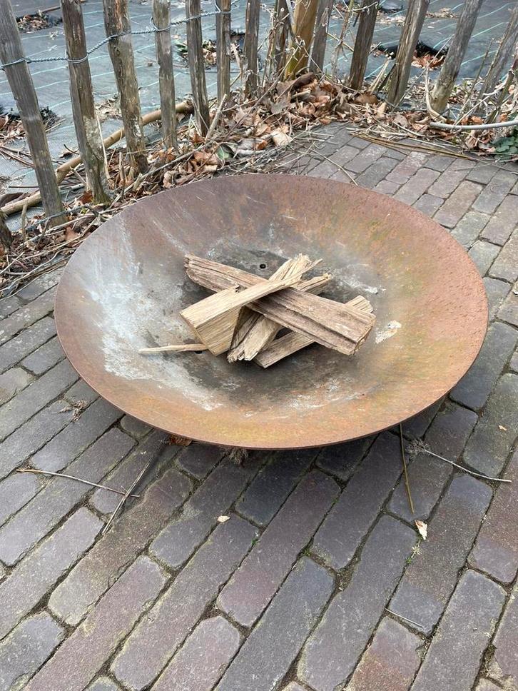 Vuurschaal laag model cortenstaal 60cm, Jardin & Terrasse, Bols de feu, Comme neuf, Enlèvement