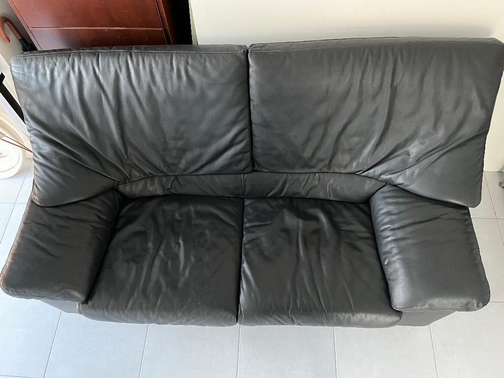 2.5 zit Jori zwart lederen zetel, Huis en Inrichting, Ophalen, Leer