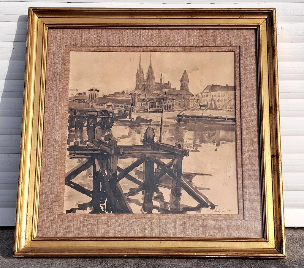 aquarelle signe charles londot, Ophalen of Verzenden