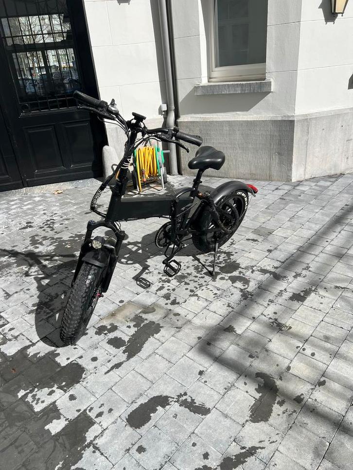 Electric Folding Bike – Fat Tires, Black, Fietsen en Brommers, Brommers | Crossbrommers, Zo goed als nieuw, Ophalen
