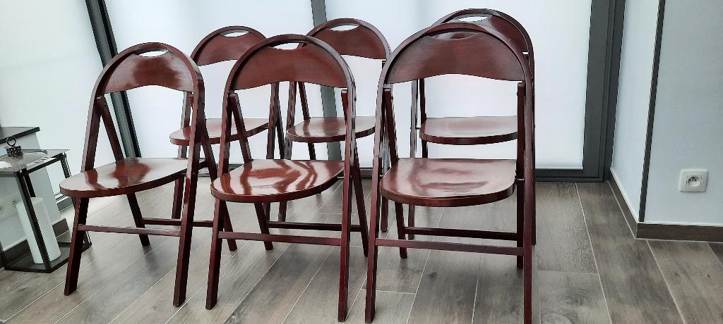 Lot de  six  chaises Pliantes B751 de Thonet, Maison & Meubles, Chaises, Rouge, Enlèvement, Bois, Cinq, Six Chaises ou plus