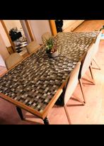 Retro mozaïek tafel in scheepshout, Enlèvement, Comme neuf