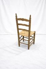 Set van 5 rustieke houten ladderstoelen met rieten zitting, Antiek en Kunst, Ophalen