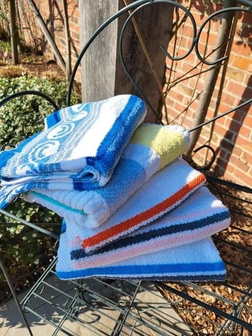 Set van 5 Vintage Gestreepte Handdoeken – Retro Badstof, Ophalen