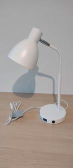 Lampe de bureau ou de chevet en acier blanc, Maison & Meubles, Lampes | Lampes de table, Moins de 50 cm, Comme neuf, Métal, Voor bureau of nachtkast
