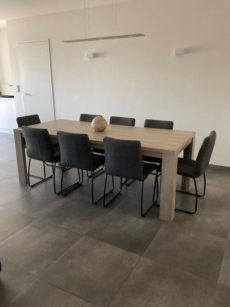 Moderne eetkamer 8 stoelen met tv-kast en salontafel., Maison & Meubles, Salles à manger complètes, Enlèvement