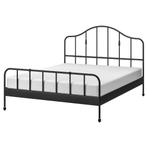 Zwart metaal bed 160 x 200 met lattenbodems, Comme neuf, Enlèvement, Deux personnes, 160 cm