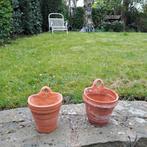 Pots de fleurs muraux vintage en terre cuite vers 1950, Jardin & Terrasse, Moins de 25 cm, Rond, Enlèvement, Utilisé