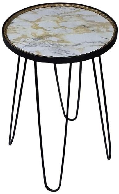 vintage bijzettafeltje met Faux Marmer tablet., Antiek en Kunst, Ophalen