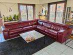 Hoeksalon, Ophalen, Gebruikt, Leer, Rood lederen salon