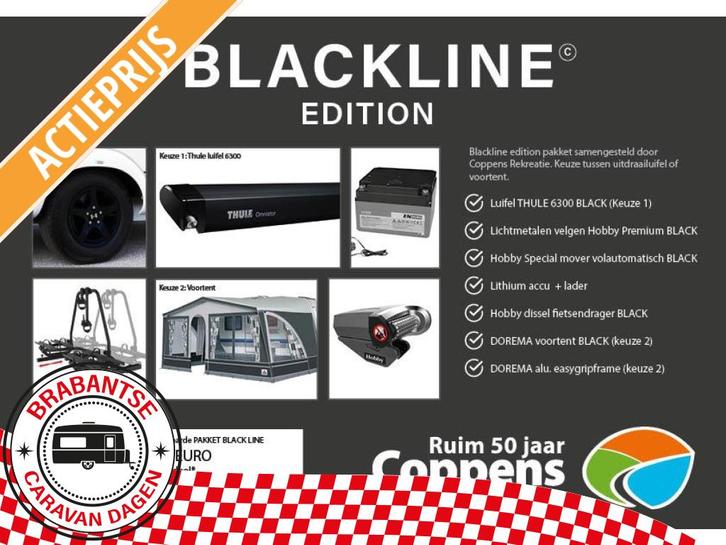 Hobby De Luxe 495 UL BLACKLINE ACTIE 2026, Caravans en Kamperen, Caravans, tot en met 4, 1000 - 1250 kg, Rondzit, Hobby, 2 aparte bedden