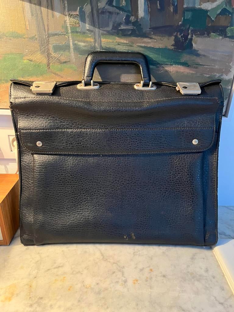 VINTAGE RETRO LEREN AKTETAS LAPTOPTAS, Ophalen of Verzenden, Zo goed als nieuw