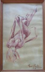 RENEE W. KUELLER / NAAKTE VROUW / ORIGINEEL / 52x32cm KADER, Ophalen of Verzenden