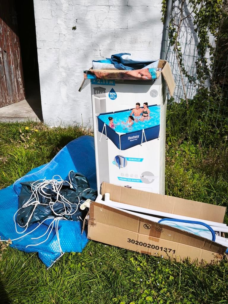 Pack piscine Bestway steel pro 4 x 2,11 M + 2 bâches, Enlèvement, Utilisé, 80 à 120 cm, Rectangulaire