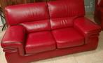 Rode lederen 2-zit & 2,5 zit zetels, Ophalen, Gebruikt, Leer
