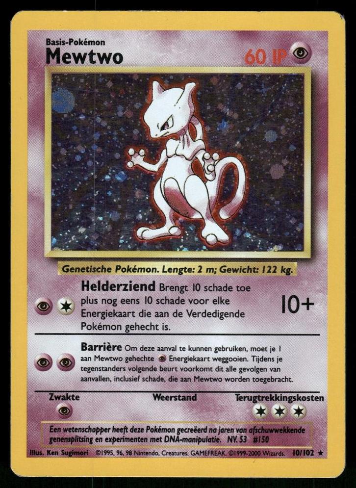 Mewtwo 10/102 - Base (NL) (EX), Hobby en Vrije tijd, Verzamelkaartspellen | Pokémon, Gebruikt, Verzenden